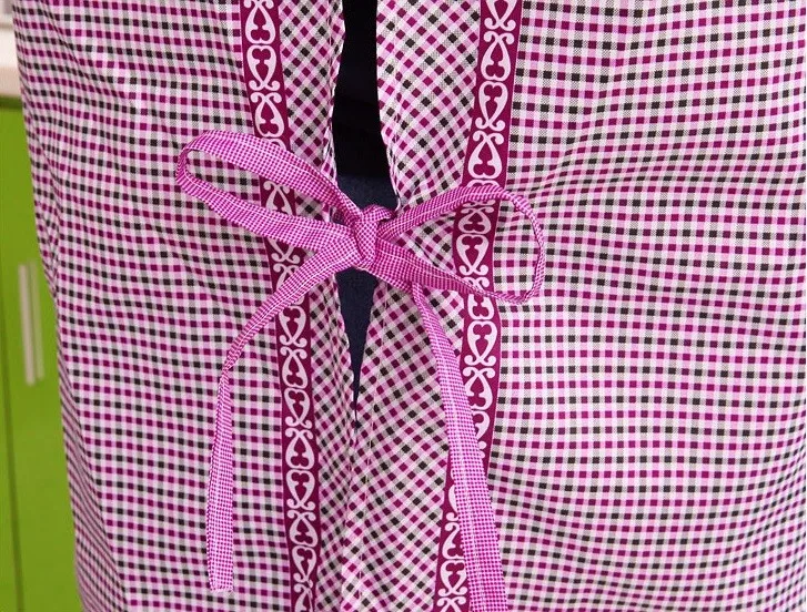 1Pcs Plaids Flower Sleeved Apron Woman Adult Bibs Home Cooking Baking Coffee Shop Cleaning Aprons Kitchen Accessories 46016