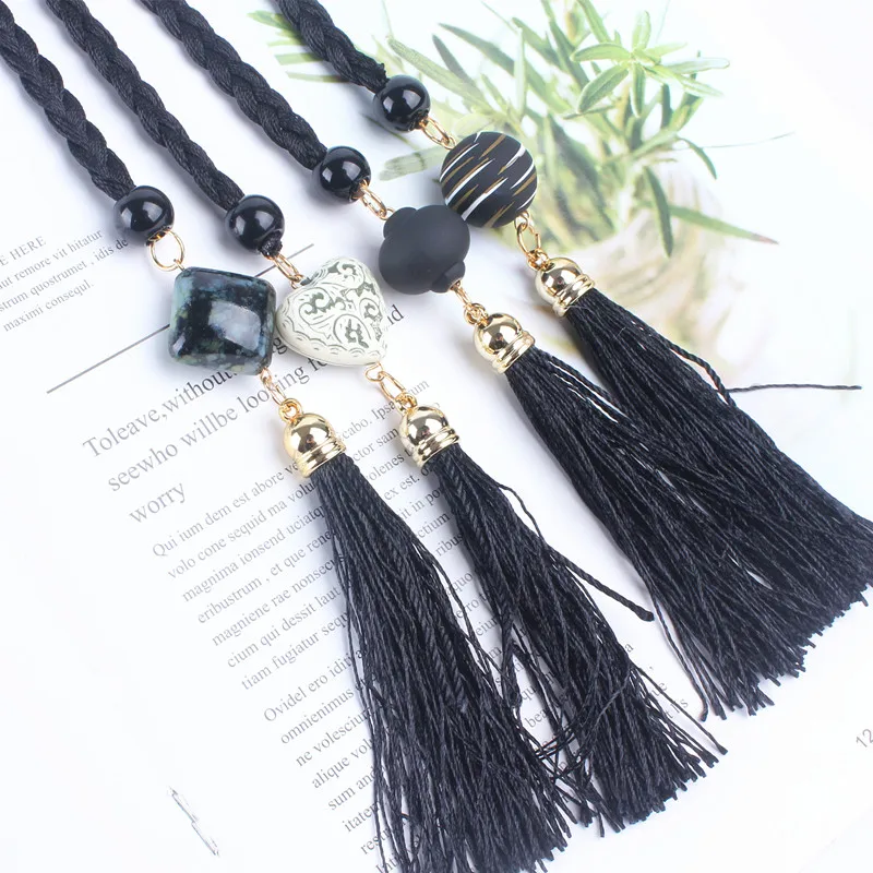 Женские модные плетеные черные ремни для женщин Корейский трикотаж бахрома