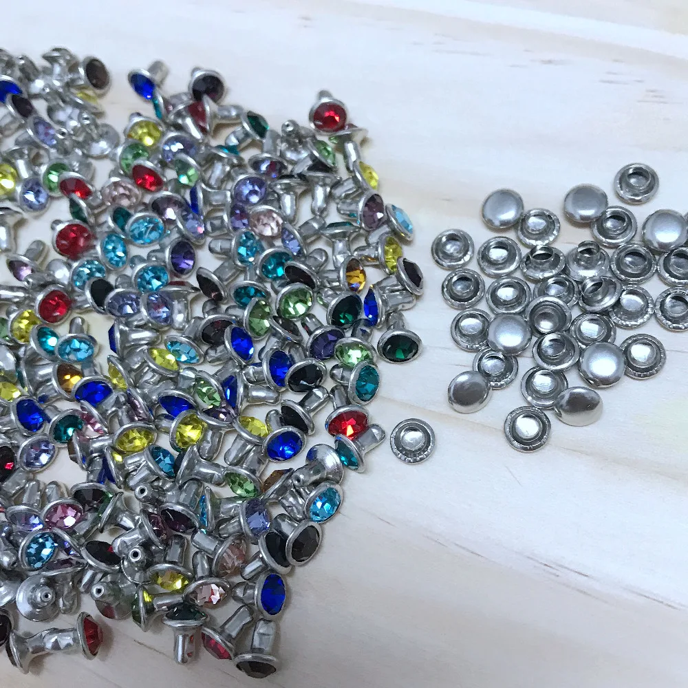 100 шт. 6 мм смешанные цвета CZ + кристаллы заклепки из горного хрусталя серебряная