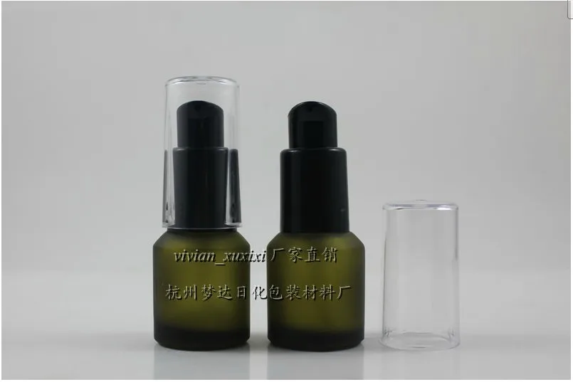 50pcs 15 ml olive green frost glass lotion bottle, 15ml glass cosmetic lotion bottle ,cosmetic bottle packing for liquid cream