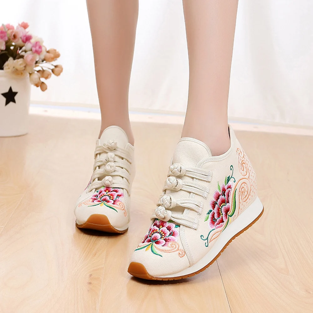 Zapatos Mujer Женские этнические кроссовки Джинсовая парусиновая обувь на плоской