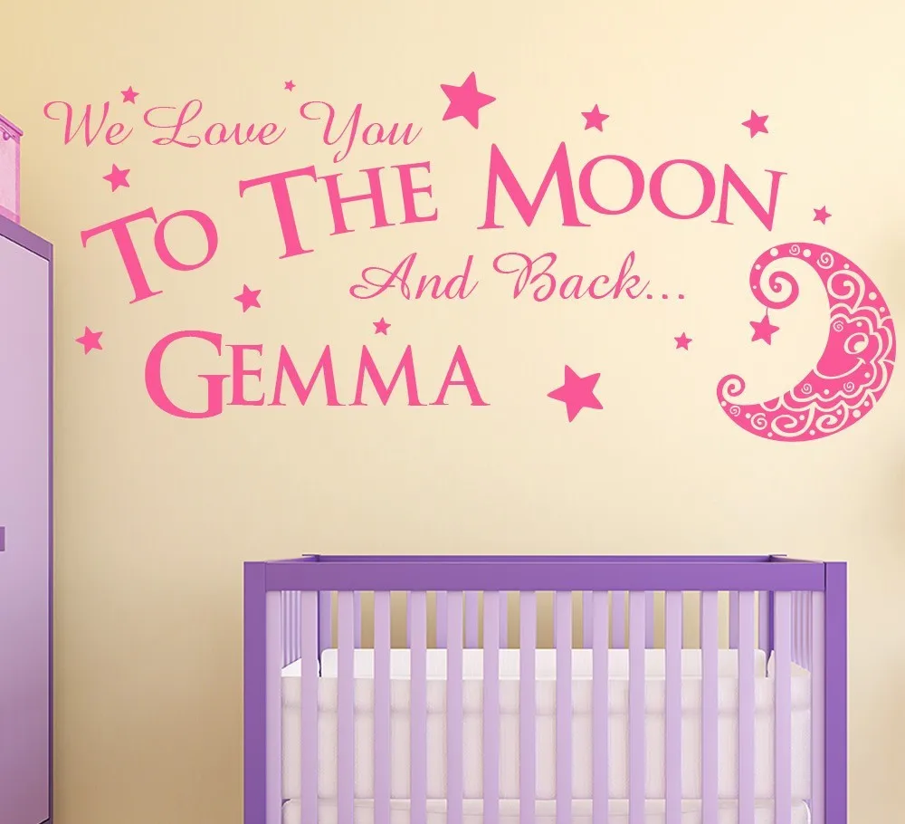 Персонализированные виниловые наклейки на стену Love you to the moon | Дом и сад