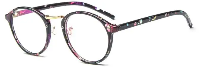 black flower frame Модные женские очки, оправа, мужские очки, оправа, Ретро стиль, Круглые, прозрачные линзы, очки, оптическая оправа для очков, 0361 - Цвет оправы: black flower frame