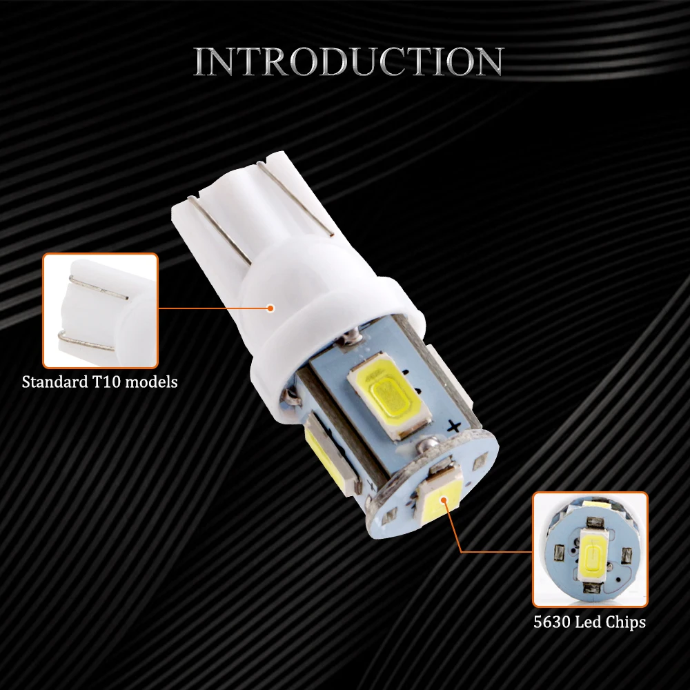 YM E Bright 4 шт. T10 5630 5 SMD 194 168 W5W 12V DC автомобильные Внутренние светодиодные лампы