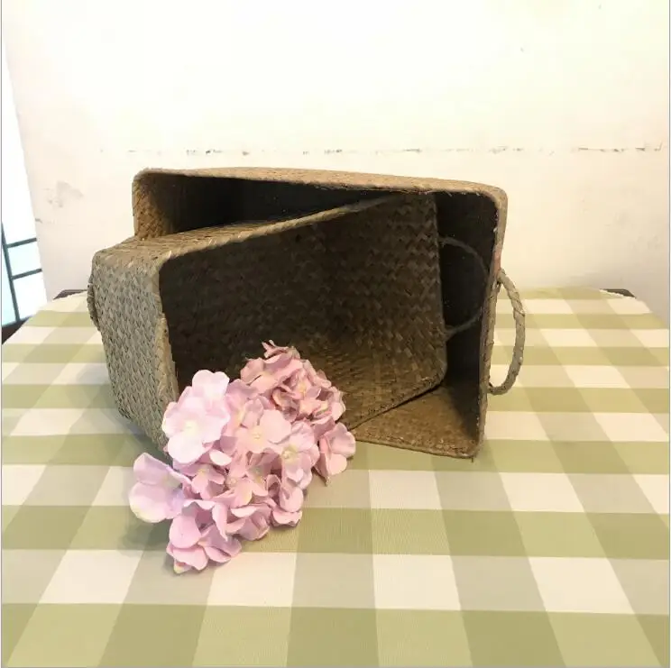 Ящик для хранения ручной работы контейнер еды с морской травой соломенный