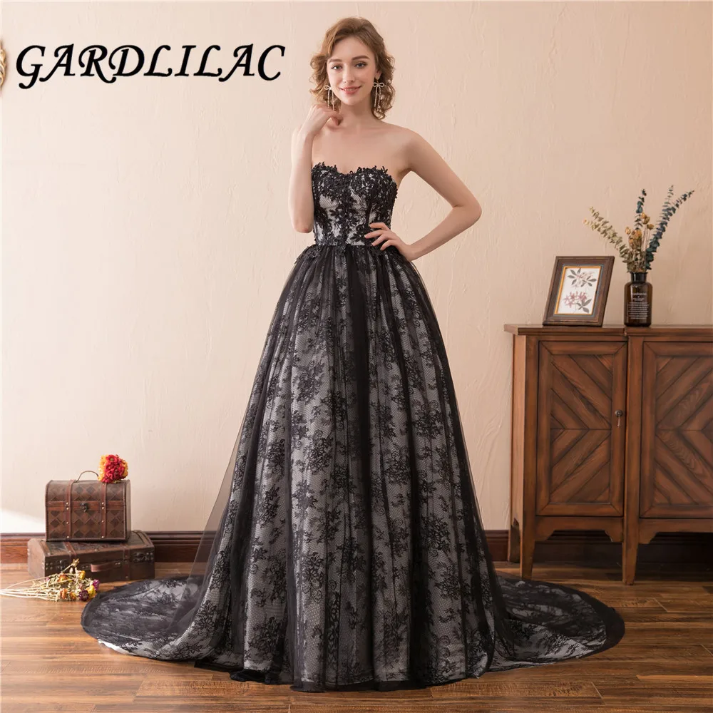 Gardlilac черное платье с аппликацией для выпускного вечера Тюлевое длинное милое