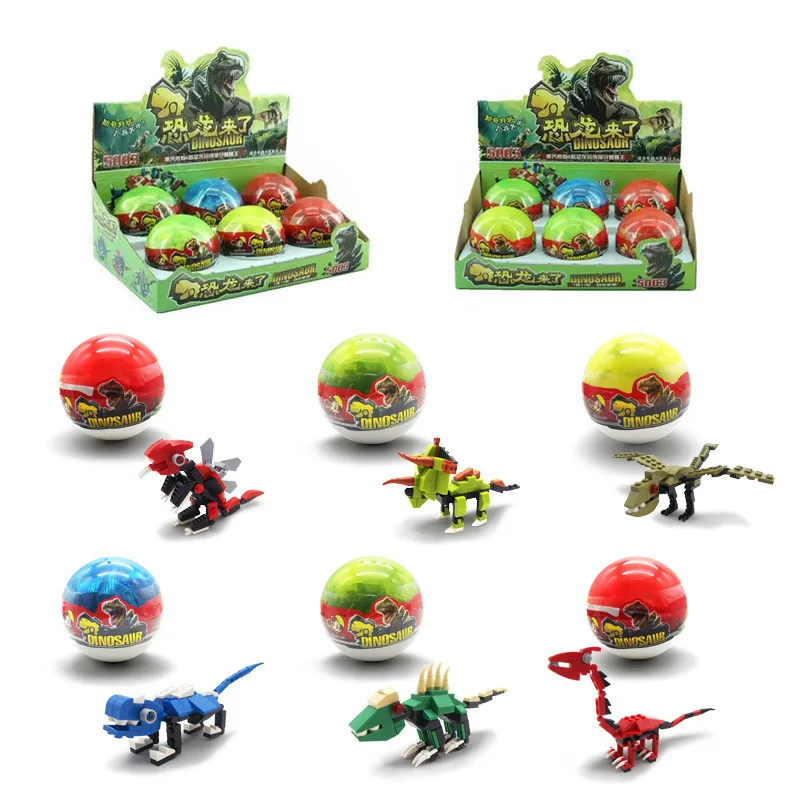 

6pcs dinosaur Gashapon assembled block creative puzzle toys Building Blocks Brick Children educational toys