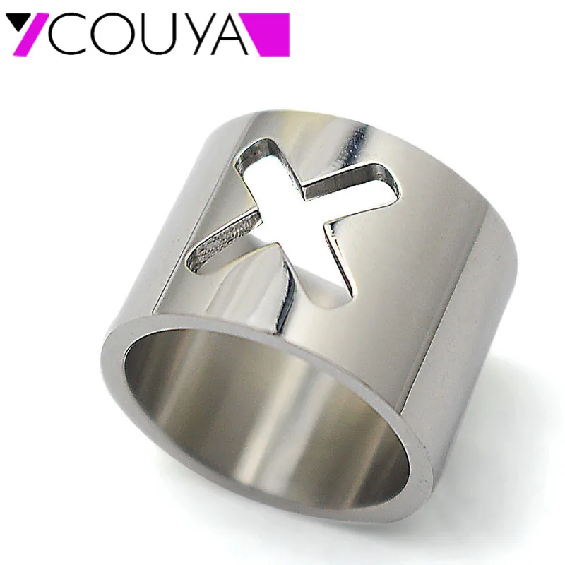Couya Brand Blank Cross Ring 2017 Summer Unique Design 316L Stainless Steel Hollow Women Rings Fashion Jewelry|women fashion rings|women ringscross