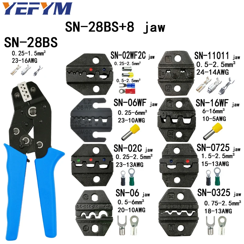 Обжимные клещи SN 28BS 8 челюсти комплект посылка для 2 4 6 3 VH2.54 96 2510/трубка/insuated клеммы