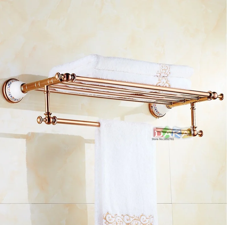

2016 Luxury Rose Gold Design Towel Rack,Modern Bathroom Accessories Towel Bars Shelf ,Ceramic Base Towel Holder /toalheiros