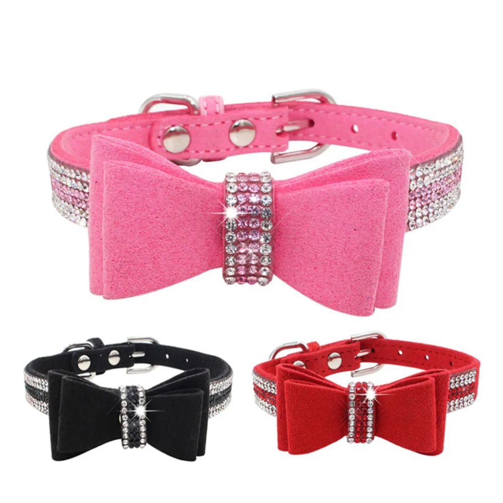 Блестящие стразы ошейник для питомцев цветные бриллианты замша микрофибра собак