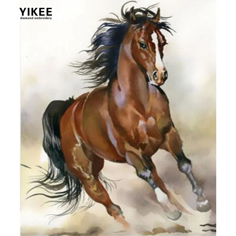 

YIKEE 5d diamond painting full drill horse Full Square Rhinestone Pasted Diamond Embroidery Pattern Gift a7041