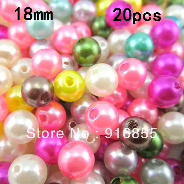 

Free Shipping Wholesale 18mm 20 PCs Random Mixed Colors Imitation Pearl Round Beads Dia,Loose Beads for DIY