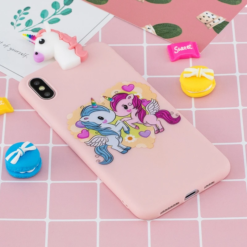 Чехол для Apple iPhone X чехол XS с 3D рисунком панды единорога задняя крышка XR Max корпус |