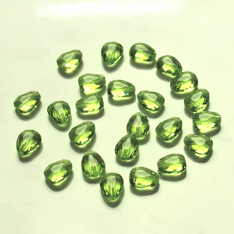 olivine StreBelle AAA модный очаровательный цвет прозрачный кристалл в виде капли бусины 10x8 мм плоское сердце стеклянные бусины, украшения Аксессуары 100 шт - Цвет: olivine