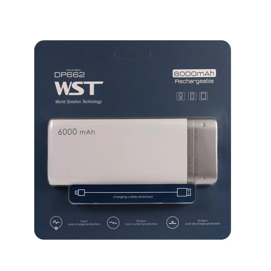Тонкий внешний аккумулятор WST 6000 мА/ч, внешний аккумулятор для мобильного телефона Xiaomi samsung, внешний аккумулятор