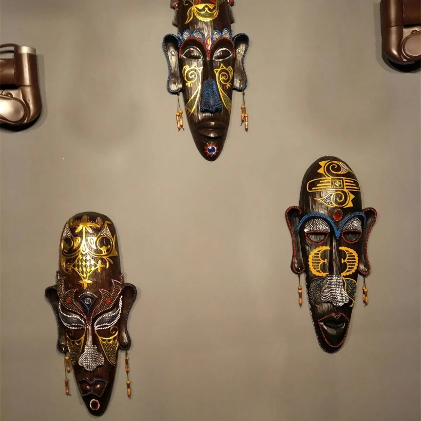 

African masks wall hangings bar ornaments pendants personality wall decoration creative resin antique stereoscopic wall dec