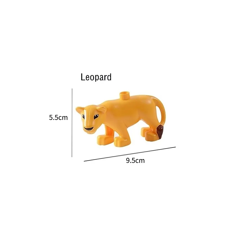 leopard Животные модели серии Фигурки большие Кирпичи Строительные животные мир совместим с Duploed блоки детские развивающие игрушки Детский подарок - Цвет: leopard