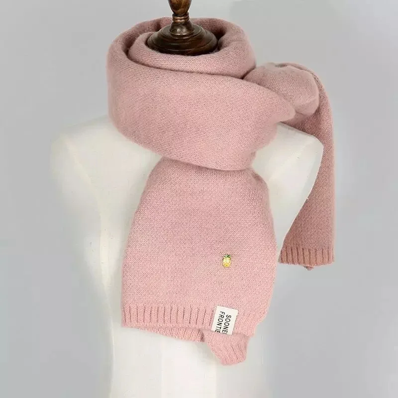 Зимний женский однотонный вязаный шарф кашемировые шарфы теплые модные длинные