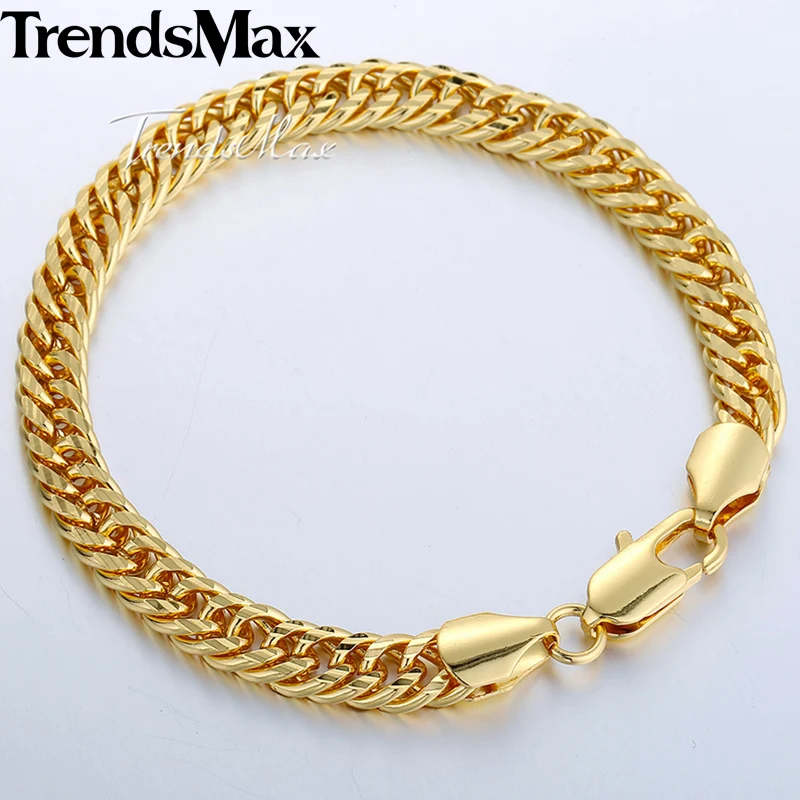 Womens Men's Bracelets Gold Cuban Link Chain Bracelet For Woman Male Jewelry Accessories Gifts Dropshipping Wholesale 7mm KGB357 |