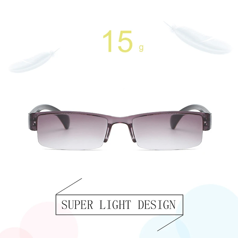 LS JOHN Korean Fashion Reading Glasses Men Women Clear Lens Half Frame Presbyopic Eyewear 1.0 1.5 2.0 2.5 3.0 3.5 4.0 for Reader