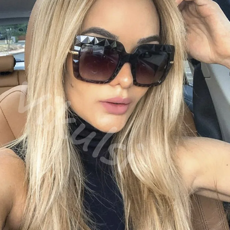 2019 большие квадратные солнцезащитные очки большого размера с алмазной огранкой