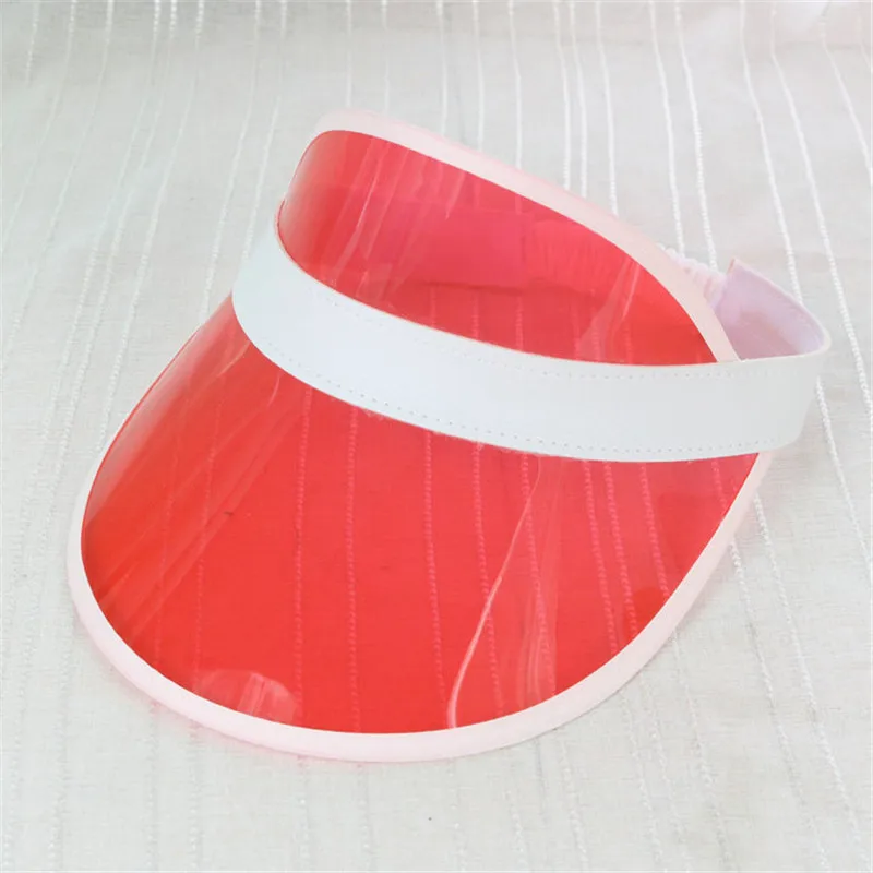 Watermelon Red Kajeer Новая летняя Унисекс Женская Мужская Солнцезащитная шляпа карамельного цвета прозрачный пустой Топ пластиковый ПВХ Солнцезащитная шляпа козырек шапки велосипедная Солнцезащитная шляпа - Цвет: Watermelon Red