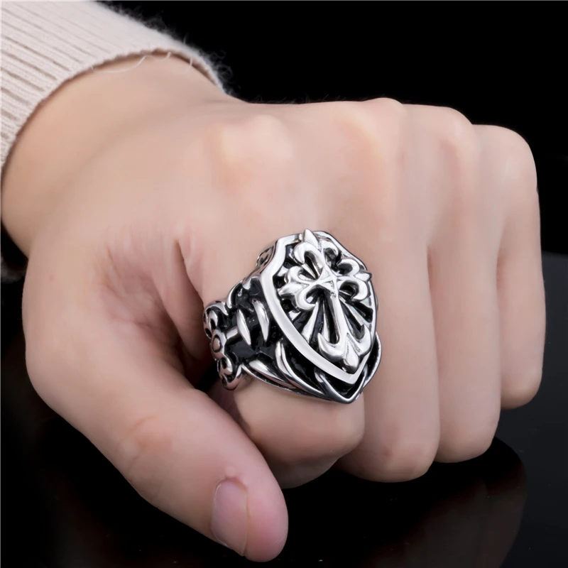 Мужское кольцо из нержавеющей стали с крестом | Украшения и аксессуары