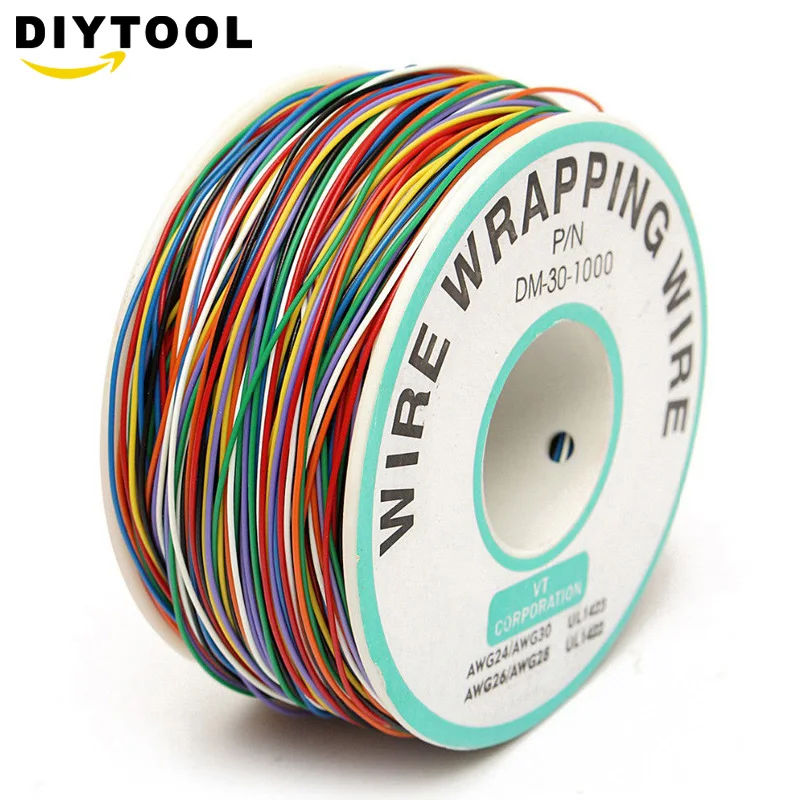 8 цветов P/N B 30 1000 30AWG цветные Монтажный провод соединительного кабеля гибкий ПВХ