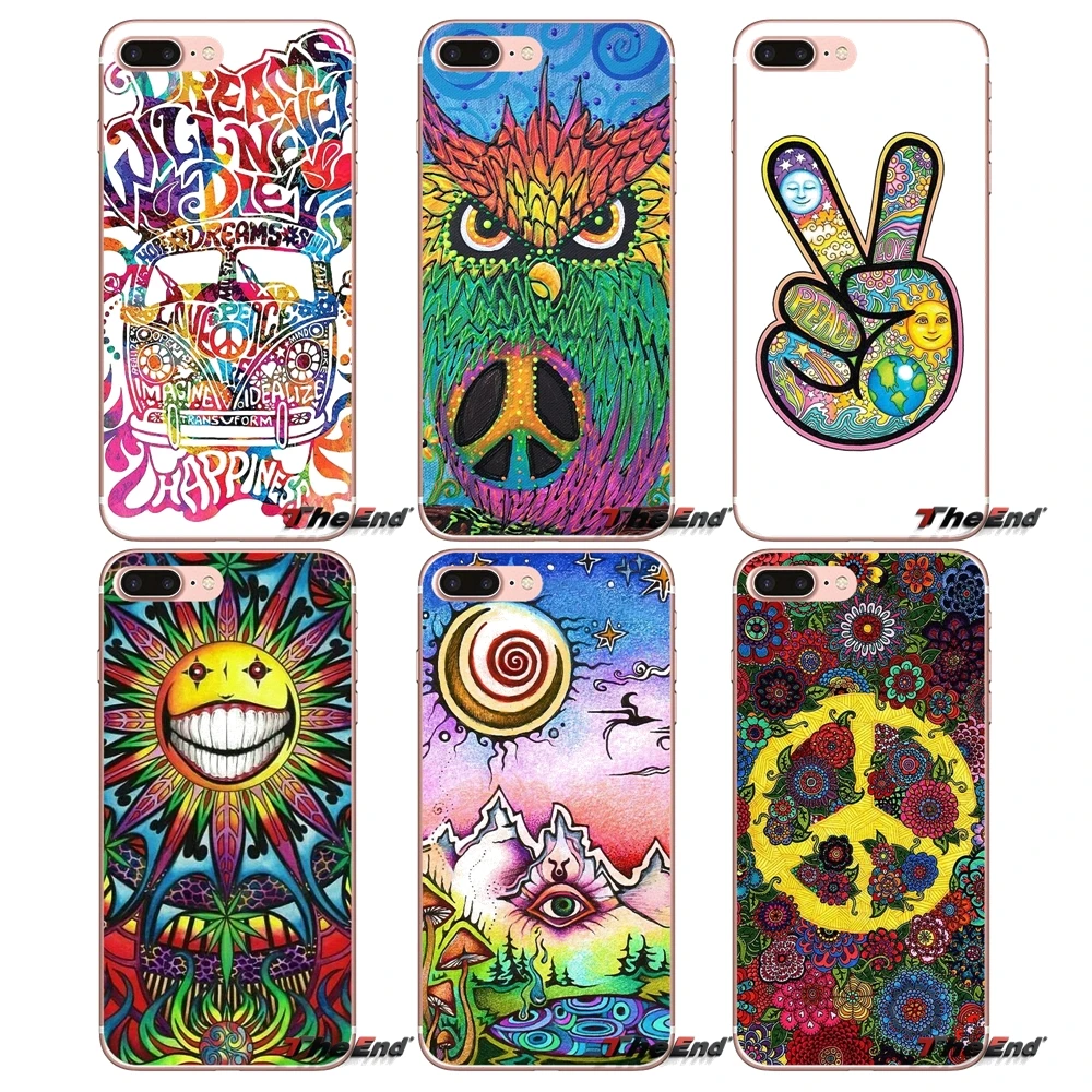 Хиппи Psychedelic Art мир для iPhone X 4 4S 5 5S 5C SE 6 6S 7 8 Plus Samsung Galaxy J1 J3 J5 J7 A3 A5 2016 2017
