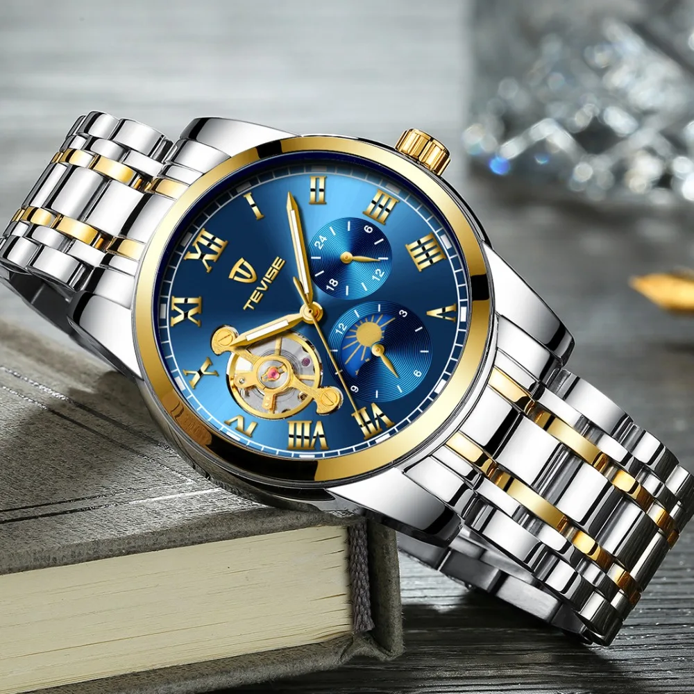 Tevise роскошные механические часы для мужчин Tourbillon автоматические мужские