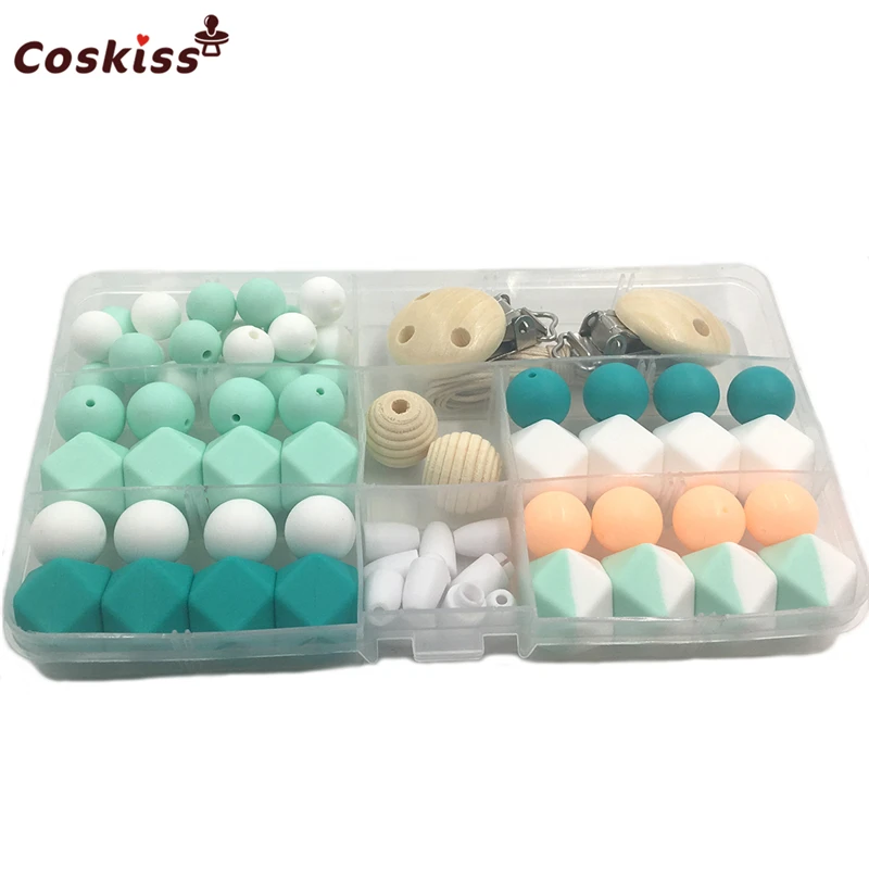 

DIY Baby Nursing Teether Accessories Mix Color Geometry Hexagonal And Round Silicone Beads Pacifier Clips Breakaway Safety Clasp