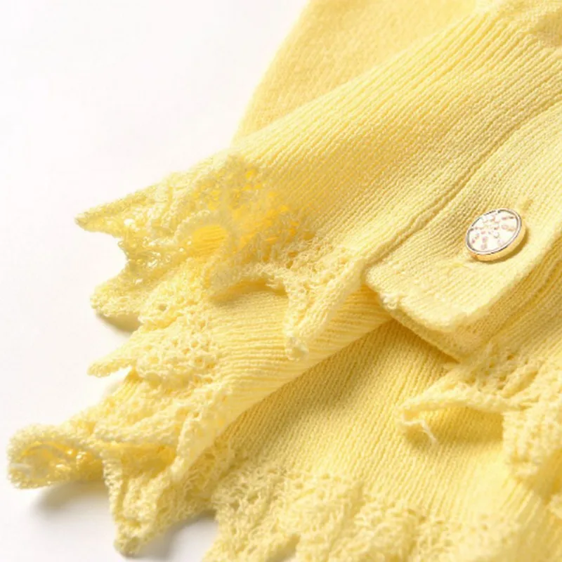 Женский вязаный кардиган в Корейском стиле приталенный свитер с рюшами на