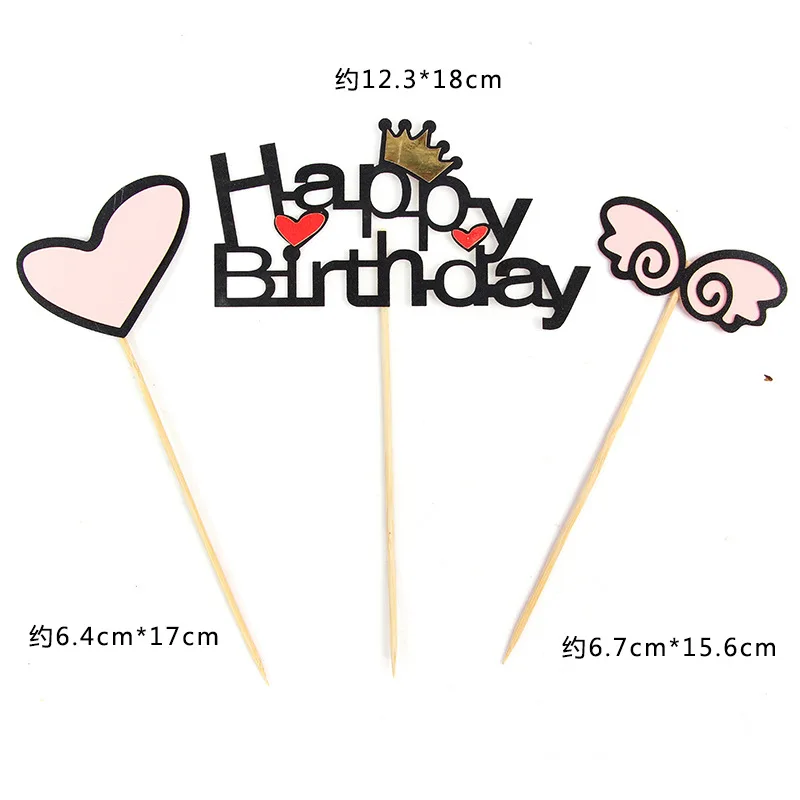 3 шт. розовое письмо с днем рождения торт Топпер Декор сердце крыло Девушки