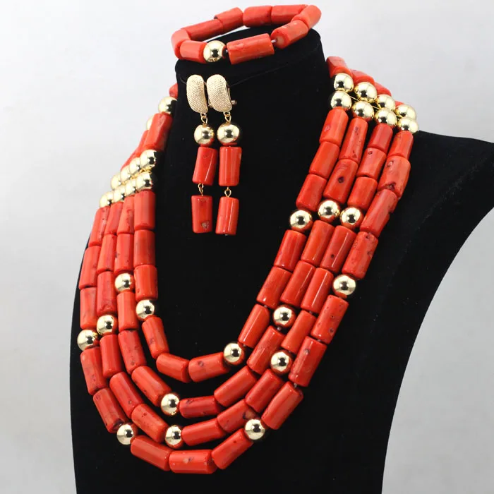 2017 массивные женские свадебные нигерийские бусы ювелирные изделия натуральные