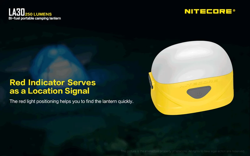Nitecore LA30 250 люмен микро-USB Перезаряжаемый светильник, двухтопливный портативный фонарь для кемпинга, встроенный литий-ионный аккумулятор 1800 мАч