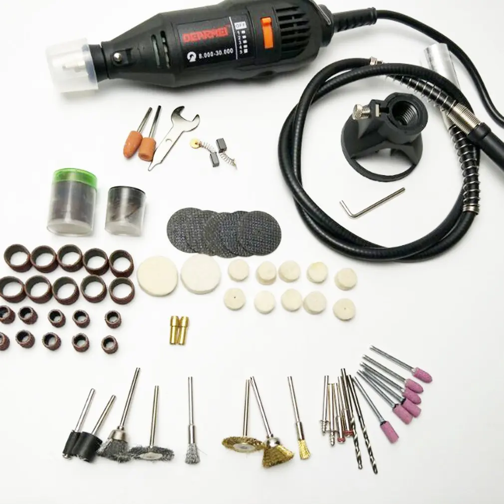 Портативные электрические инструменты 220 В мини дрель набор и щит Dremel