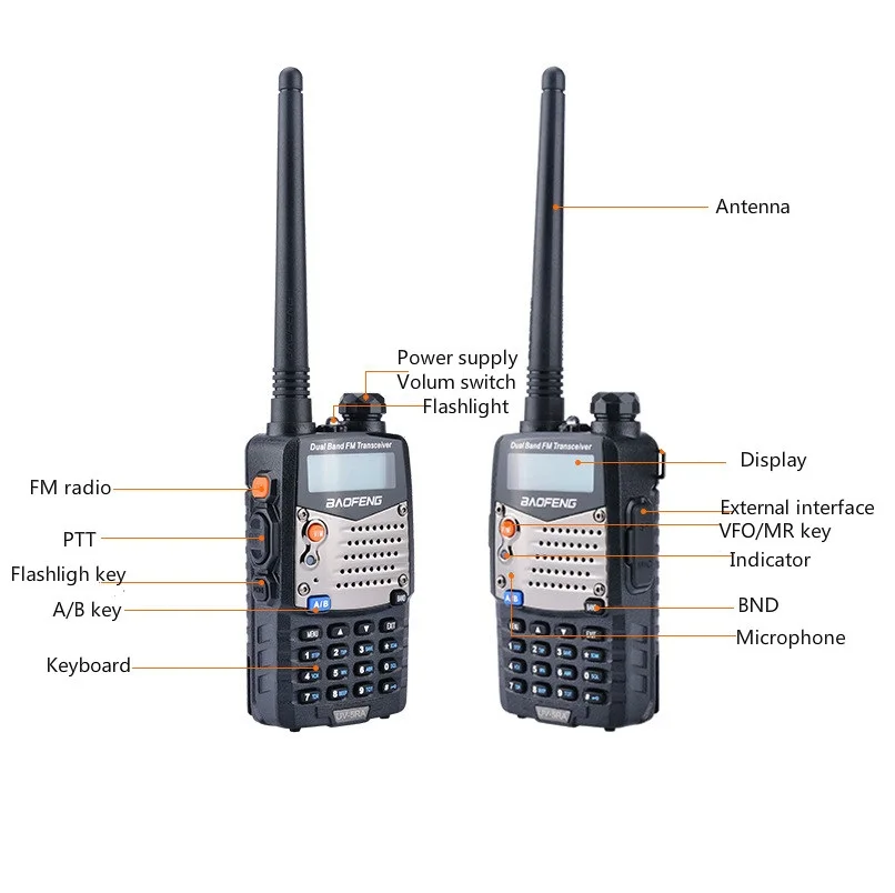 2 шт. UHF VHF BAOFENG UV-5RA портативный двухсторонний радиоприемник 5Вт 128CH обновленный UV-5R