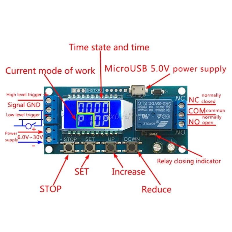 DC 6 30 в Поддержка Micro USB 5 В светодиодный дисплей Автоматизация таймер задержки