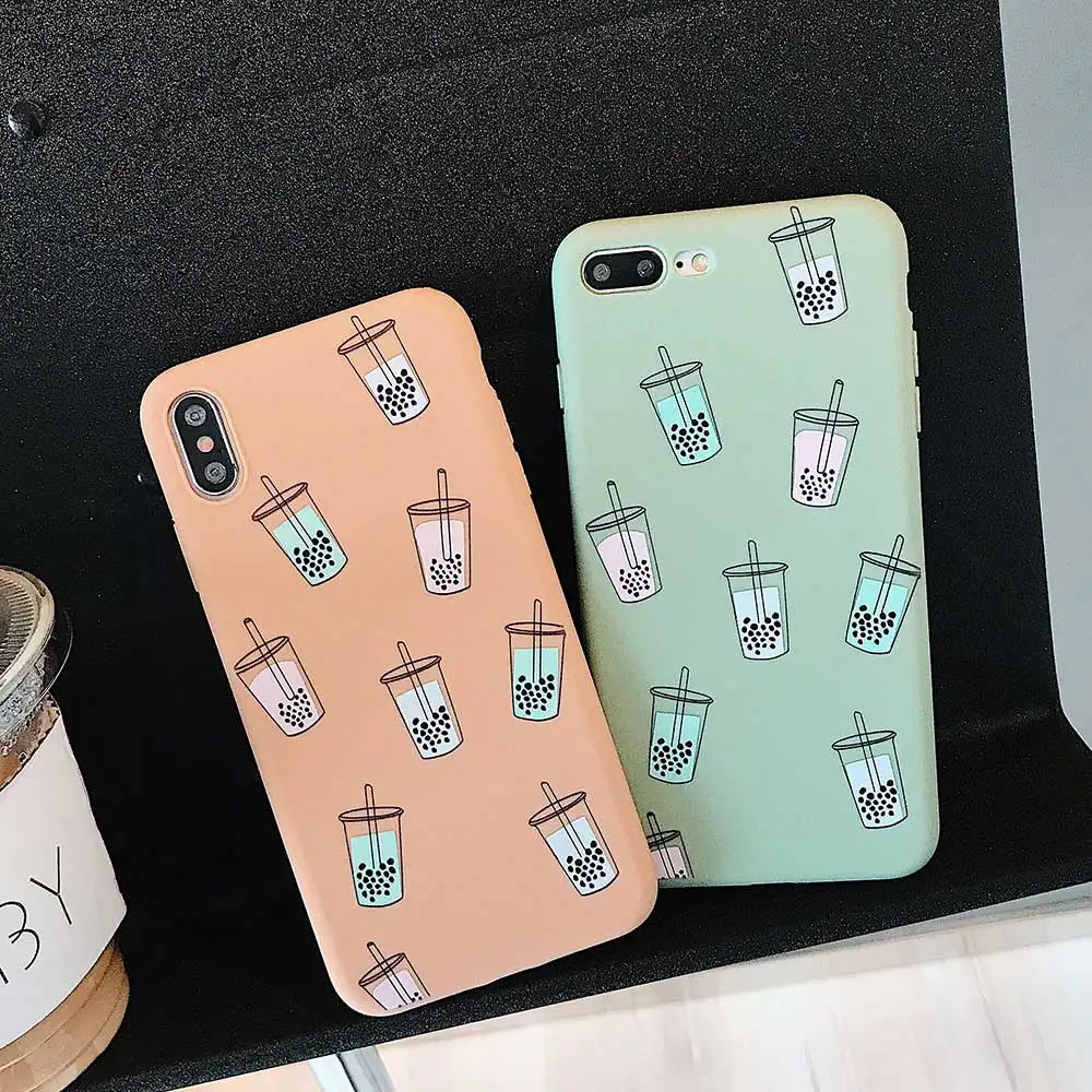 Boucho жемчужный молочный чай чехол для телефона с рисунком iphone XS MAX XR X модные мягкие