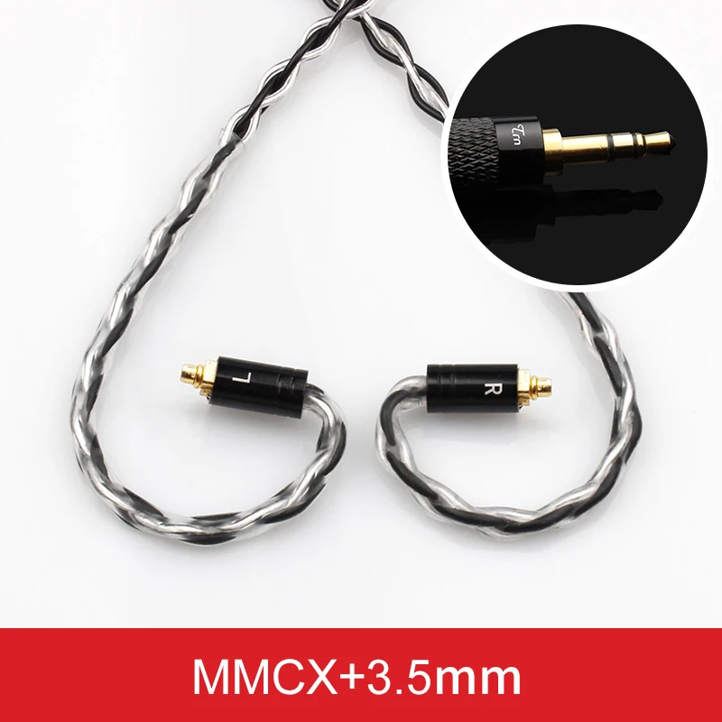 Лампа указателя 8 ядро Медь серебро смешанные кабель наушников MMCX/2Pin 0,75/0,78 мм разъем 3,5/2,5 сбалансированный для лампа указателя V80/V20 AS10 ZS10 BA10 - Цвет: MMCX 3.5mm Black