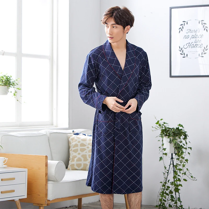 Мужской халат на весну и осень Modelscha тонкая Осенняя пижама с длинными рукавами