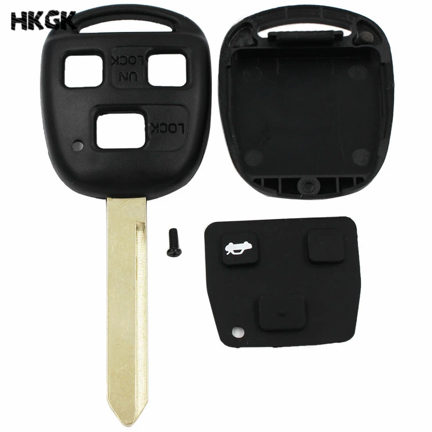 Чехол с 3 кнопками для автомобильного ключа для Toyota Avensis Echo Avalon Kluger Camry Corolla Rav4, резиновый кнопочный коврик