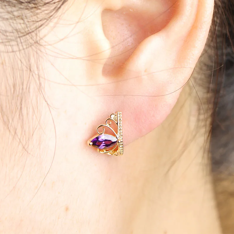 Женские серьги пусеты Blucome медные золотого цвета с английским замком и