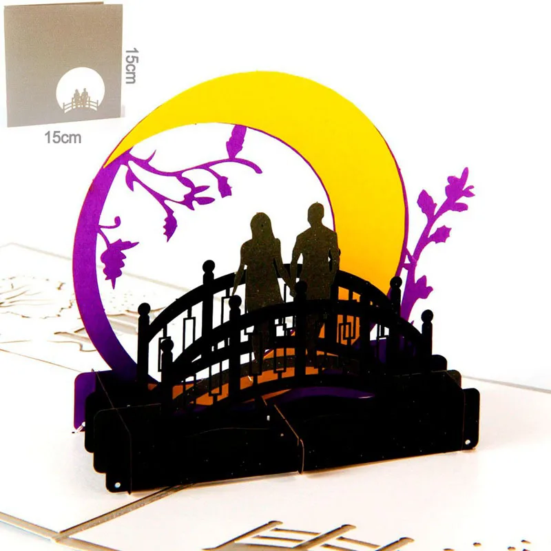 3D лазерная резка ручная работа мостик романтического возлюбленного бумажная