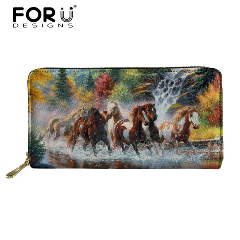 

FORUDESIGNS Horses in the Water Print PU Purses Luxury Leather Wallets for Women Clutch Money Bags Travel Organizer Card Holder