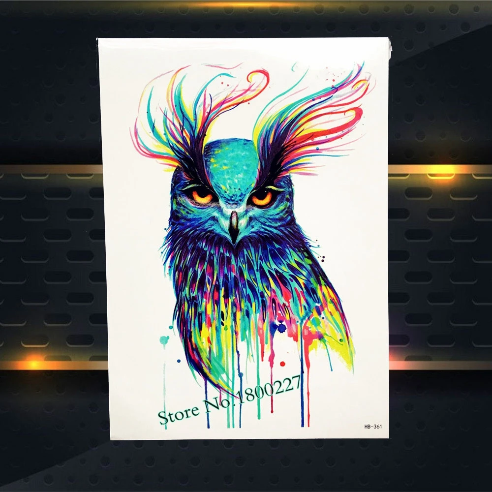 Золотая Сова Дизайн Водонепроницаемый Временные татуировки наклейки поддельные