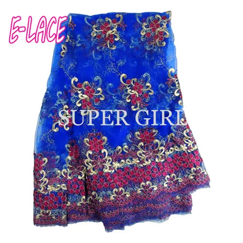 Чистый синий Высокое качество Африканский швейцарские ткани кружева Швейцарии