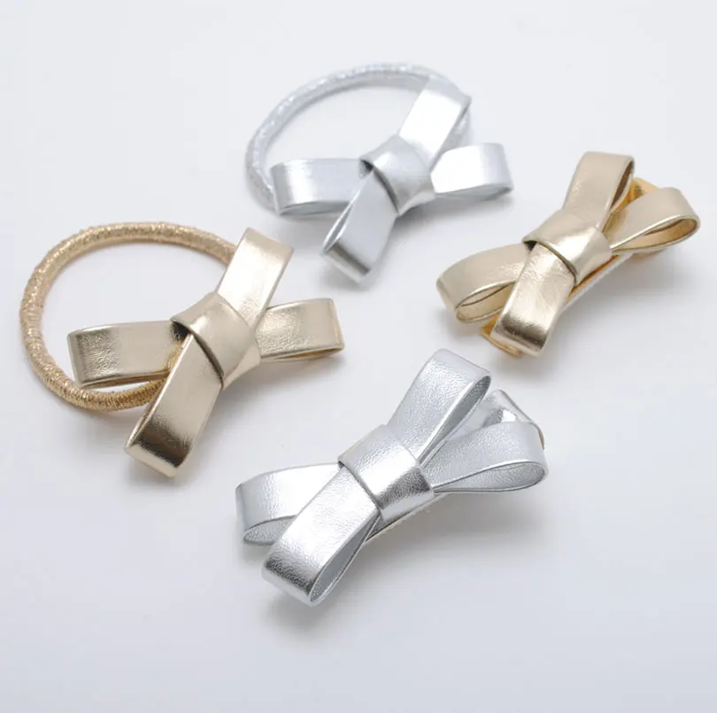 1 шт. заколки для волос из искусственной кожи с бантом |