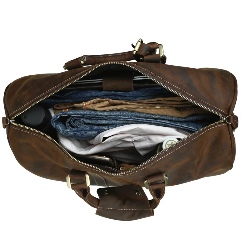 Роскошные кожаные мужские дорожные сумки Tiding ручной работы Crazy Horse Женская